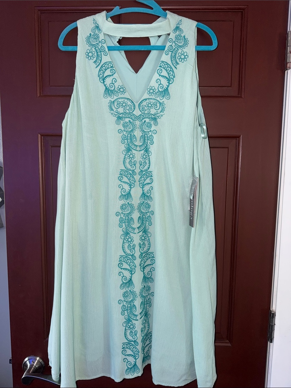 Luxology Embroidered Rayon Dress. NWT Mint Green-